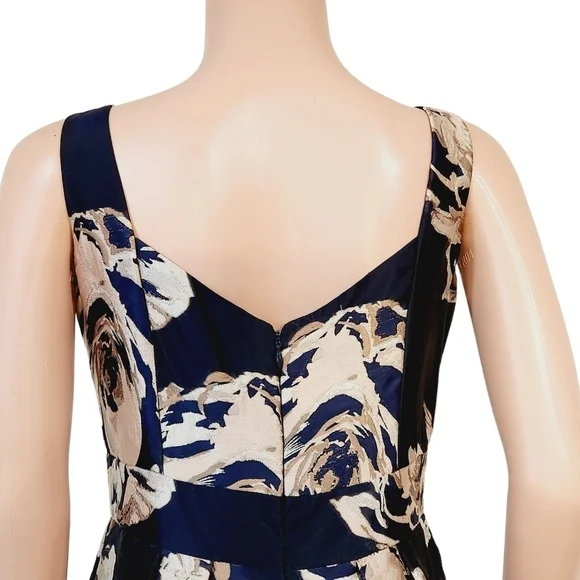 Eliza J Embellished Floral Ballgown Dress Navy Multi Size 10 - Picture 9 of 16